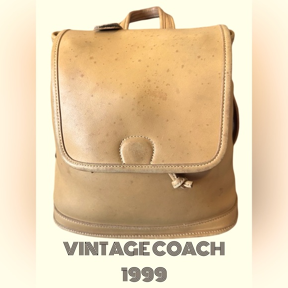 Vintage Coach 1999 Camel Leather Backpack 12x10x5 - Picture 1 of 12